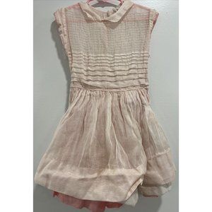 Vintage  Tiny Town Togs Pink Party DRESS Semi Sheer Baby Girls Lace Sz 3T-4T